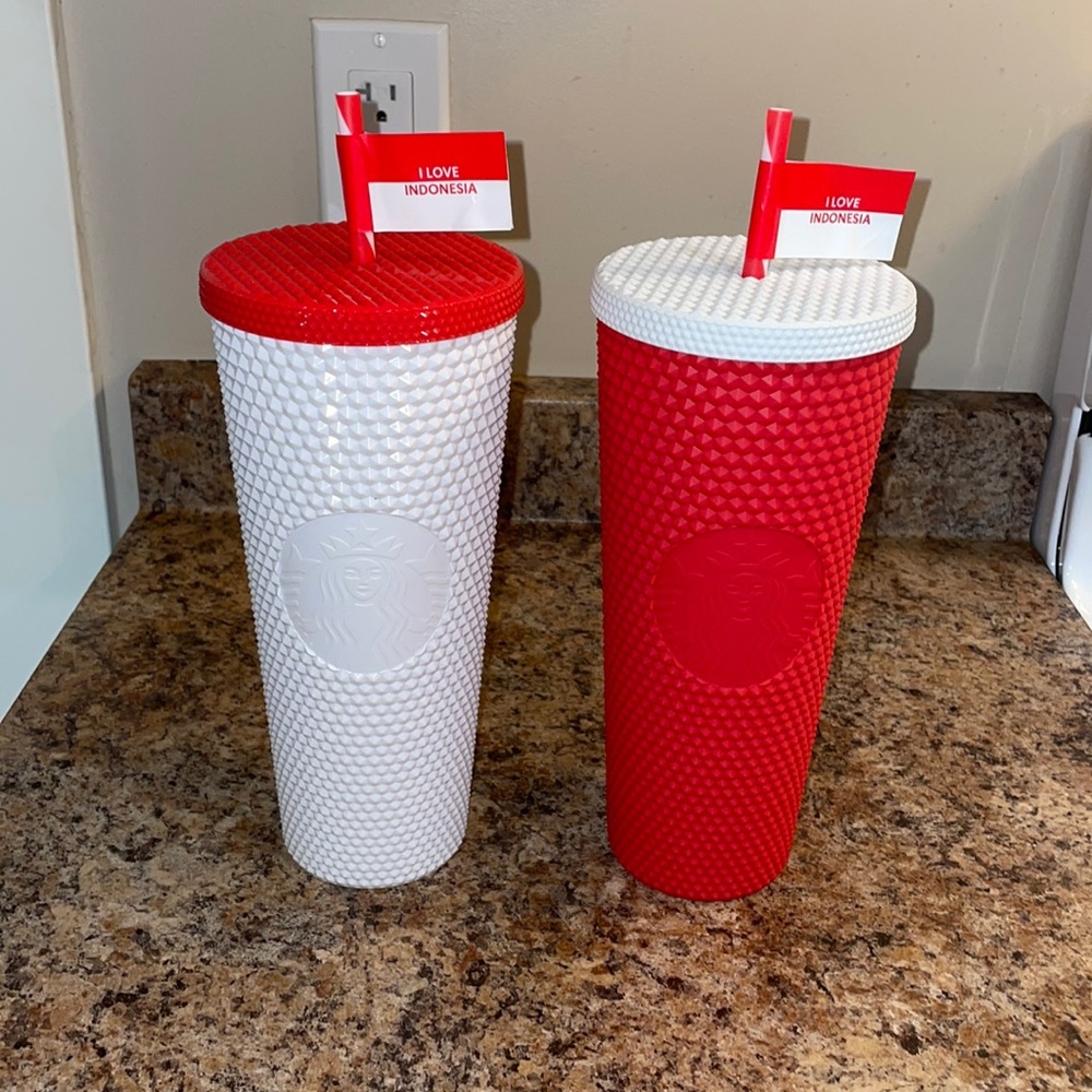 Starbucks Indonesia independence Red and White Venti Studded Tumbler Set